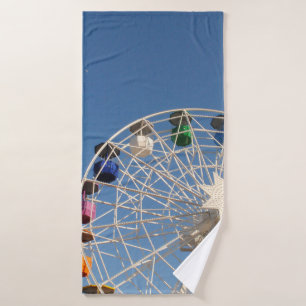 Photography of worms eye ferris wheel bath towel