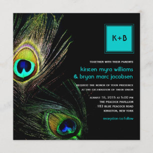 Photography Peacock Feathers Photo Wedding 2 Invitation