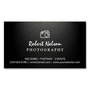 Photography Photographer Camera Simple Matte Black Magnetic Business Card