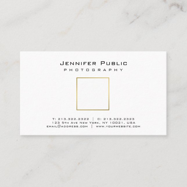 Photography Plain Elegant Gold Look Photographer Business Card (Front)