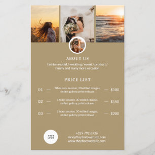Photography Pricing Guide Price List Session Fee  Flyer