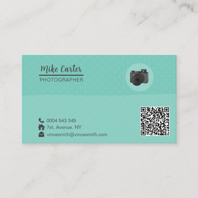 Photography Professional Camera QR Code  Business Card (Front)