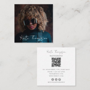 Photography Professional Photo QR Code Script Square Business Card