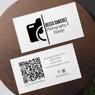 Photography trendy qr code social media business card