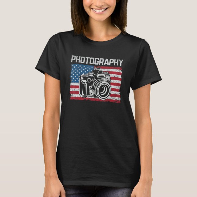 Photography Us Flag Photography  Camera Photograph T-Shirt (Front)