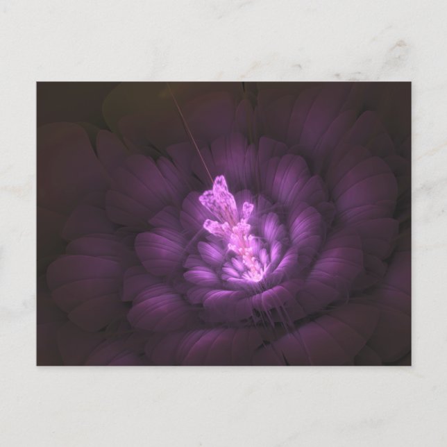 Photon Flower - Purple -Digital Fractal Art Poster Postcard (Front)