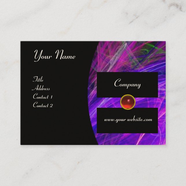 PHOTON monogram gem red purple black white Business Card (Front)