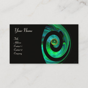 PHOTON SWIRL GEM MONOGRAM black green Business Card