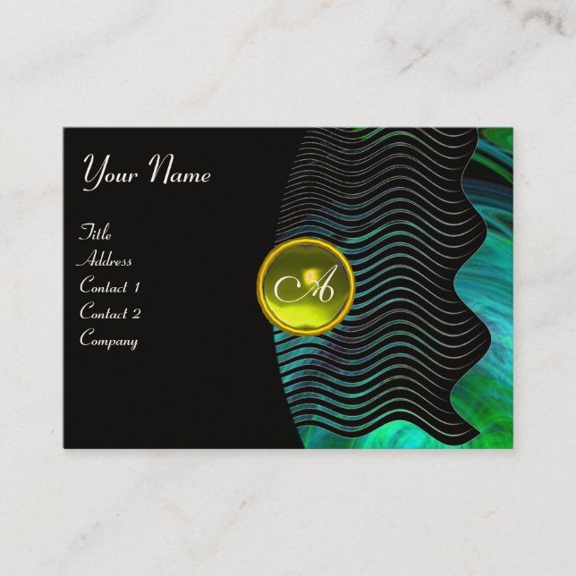 PHOTON WAVES GEM monogram vibrant Business Card (Front)