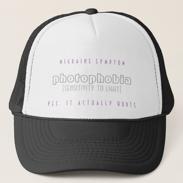 Photophobia Hurts - Migraine Symptom - Hat (Front)