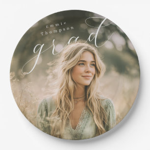 PhotoPop Elegant Script Graduation Paper Plate