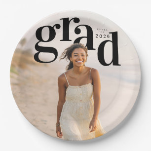 PhotoPop Lowercase grad 2026 Graduation Party Paper Plate