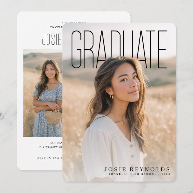 PhotoPop Modern Photo Collage Graduation Party Invitation (Front/Back)