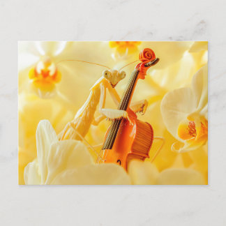 Photorealistic Praying Mantis Playing Cello Postcard