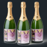 Photos, 40th Birthday Rose Gold Glitter Champagne<br><div class="desc">Surprise your guests with these elegant Champagne Labels featuring a stylish Rose Gold glitter with a unique glitter number 40 and four custom pictures.</div>
