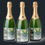 Photos, 70th Birthday Green Glitter Champagne Sparkling Wine Label<br><div class="desc">Surprise your guests with these elegant Champagne Labels featuring a stylish green glitter with a unique glitter number 70 and four custom pictures.</div>