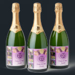Photos, 70th Birthday Pink Glitter Champagne<br><div class="desc">Surprise your guests with these elegant Champagne Labels featuring a stylish pink glitter with a unique glitter number 70 and four custom pictures.</div>