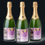 Photos, 90th Birthday Pink Glitter Champagne<br><div class="desc">Surprise your guests with these elegant Champagne Labels featuring a stylish pink glitter with a unique glitter number 90 and four custom pictures.</div>