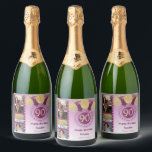 Photos, 90th Birthday Rose Gold Glitter Champagne<br><div class="desc">Surprise your guests with these elegant Champagne Labels featuring a stylish Rose Gold glitter with a unique glitter number 90 and four custom pictures.</div>