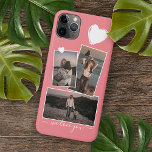 Photos And Heart On Coral Red Blush Peach Pink Case-Mate iPhone Case<br><div class="desc">Decorative,  pretty elegant light coral red pink coloured cellphone case with room to customise or personalise with three pictures of your choice. Decorated with cute hearts and sweet We Love You quote text in an elegant and stylish handwritten style calligraphy font type.</div>