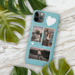 Photos And Heart On Light Turquoise Teal Blue iPhone 11Pro Max Case<br><div class="desc">Decorative,  pretty elegant light teal blue green grey coloured cellphone case with room to customise or personalise with three pictures of your choice. Decorated with cute hearts and sweet We Love You quote text in an elegant and stylish handwritten style calligraphy font type.</div>