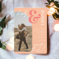 Photos bold names script arch peach salmon wedding