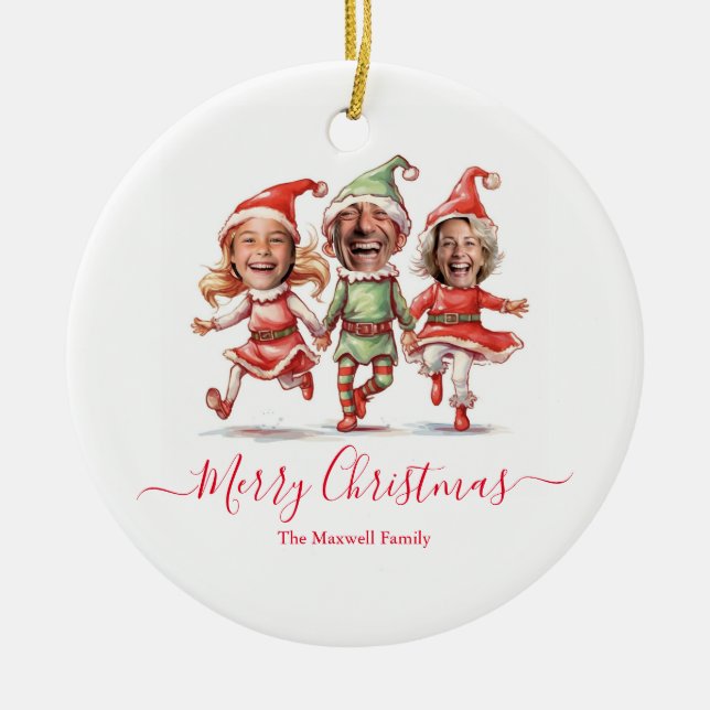Photos Christmas elves  Ceramic Tree Decoration (Front)