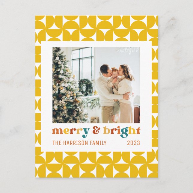 Photos Merry & Bright Family Retro Postcard (Front)