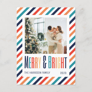 Photos Merry & Bright Family Retro Stripes Postcard