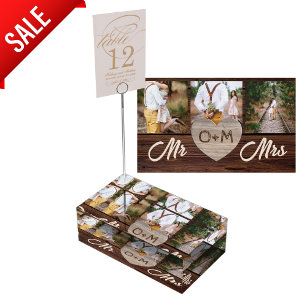Photos Monogram Initials Mr Mrs Rustic Table  Place Card Holder