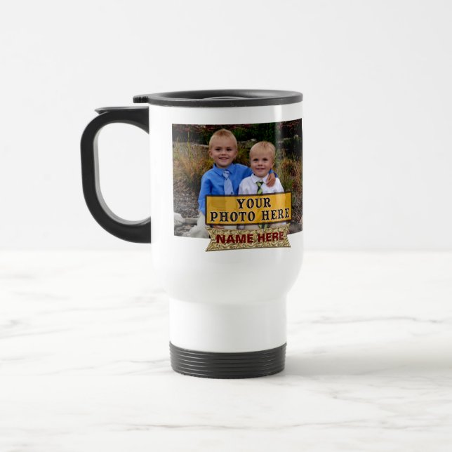 PHOTOS NAMES Personalised Photo Coffee Travel Mugs (Left)