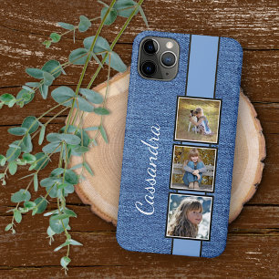 Photos On Rustic Fashionable Blue Denim Pattern Case-Mate iPhone Case