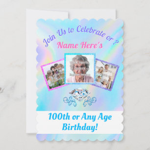 PHOTOS Personalised, 100 year Birthday Party Invitation
