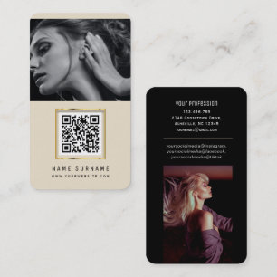 photos qr code scannable barcode modern beige business card