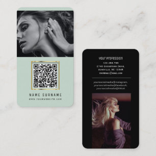 photos qr code scannable barcode modern mint busin business card