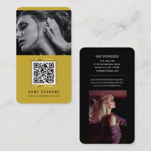 photos qr code scannable barcode modern yellow business card