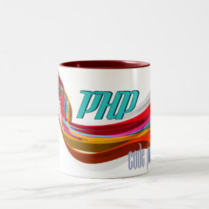 PHP- Red Orange Grey Smooth wave Two-Tone Coffee Mug