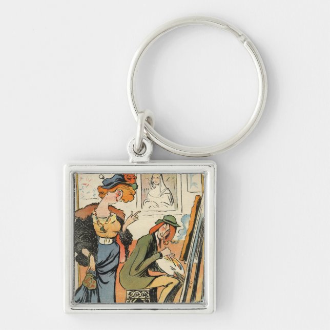 Phryne: caricature of an artist's model key ring (Front)