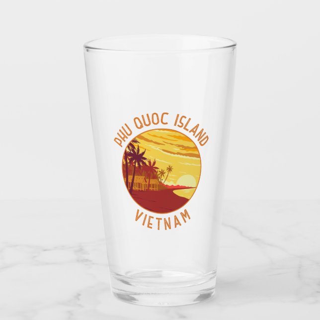 Phu Quoc Island Vietnam Retro Distressed Circle Glass (Front)