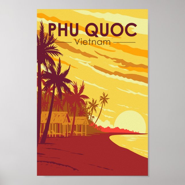 Phu Quoc Island Vietnam Travel Art Vintage Poster (Front)