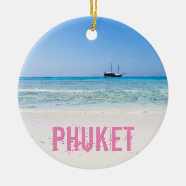 Phuket Beach Thailand souvenir Ceramic Tree Decoration (Front)