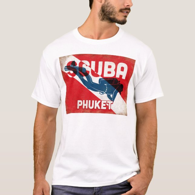 Phuket Scuba Diver - Blue Retro T-Shirt (Front)