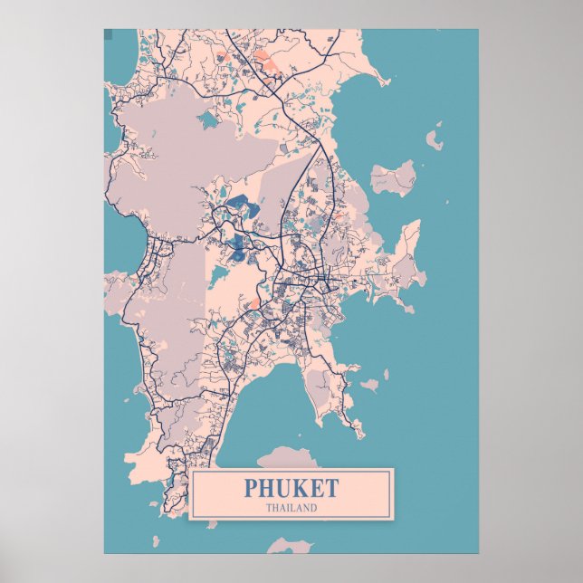 Phuket - Thailand Breezy City Map  Poster (Front)