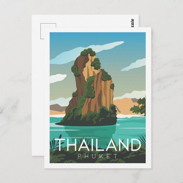 Phuket Thailand Famous Travel Place Illustration Postcard (Front/Back)