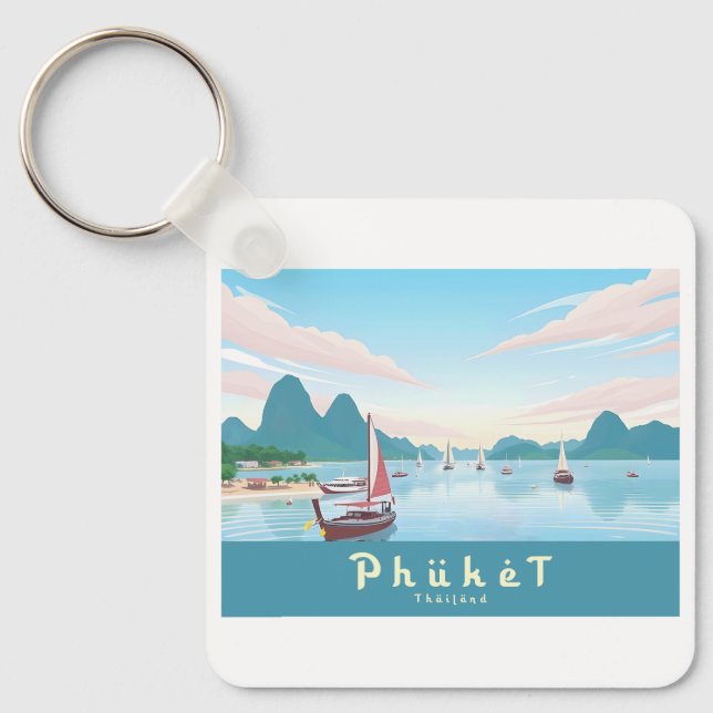 Phuket Thailand Pastel Travel Key Ring (Front)