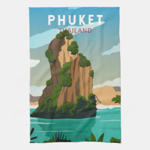 Phuket Thailand Retro  Tea Towel