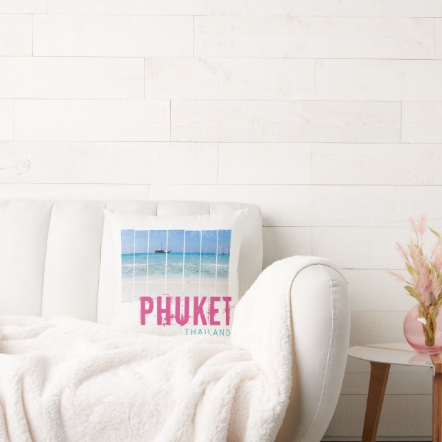 Phuket Thailand Vintage Beach Panorama Souvenir Cushion (Couch)