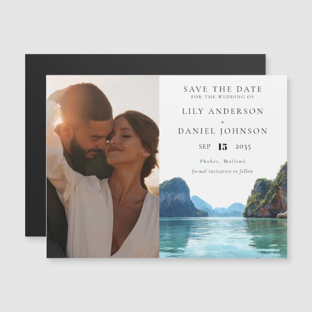 Phuket Thailand Wedding Photo Save The Date Magnetic Invitation (Front/Back)