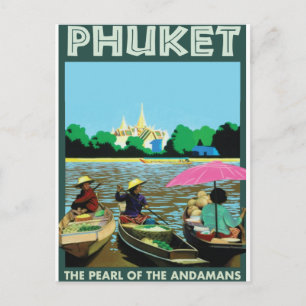 Phuket vintage Travel Poster. Postcard