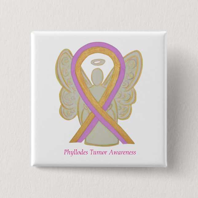 Phyllodes Tumour Angel Awareness Ribbon Button Pin (Front)